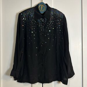Diane Gilman Sequined Silk Shirt - M